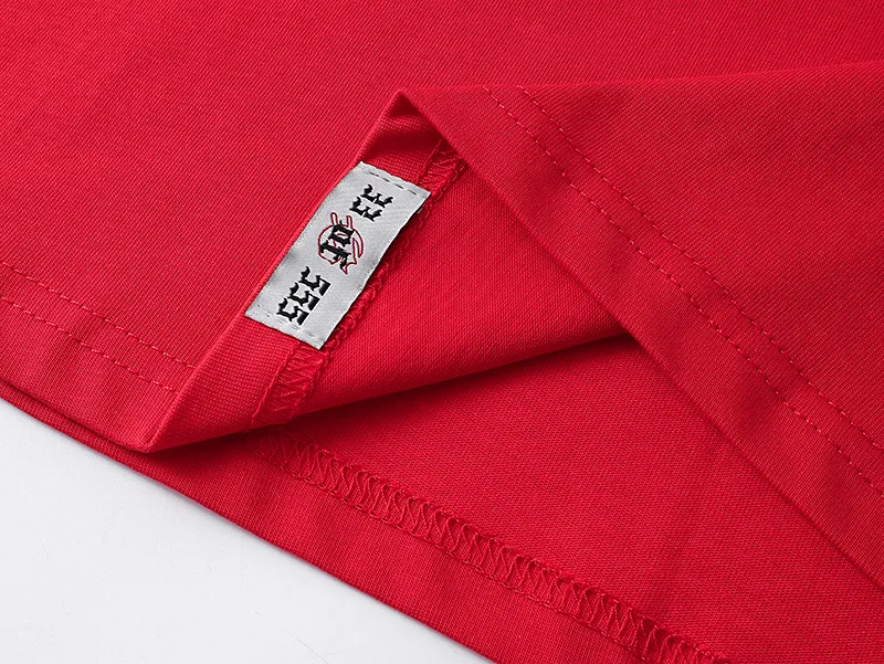 3026# P110 Real shot Godspeed American fashion rock street retro loose printed cotton short sleeves Fabric: 240g 32 count fine cotton double yarn pure cotton Color: apricot red Size: S M L XL