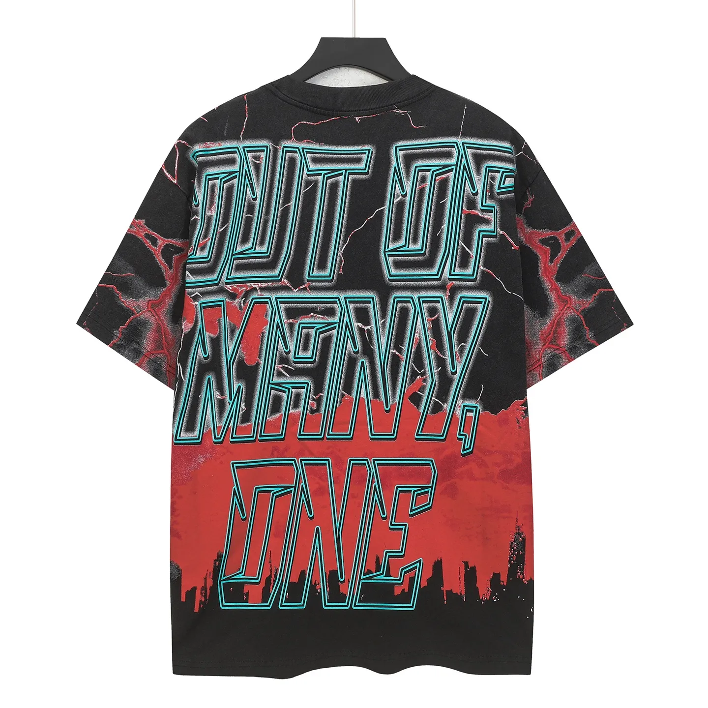 6301# Washed black-red I P116 Real stock (American fashion niche) Godspeed cross-border American rock street washed retro style short-sleeved T (craft printing) Fabric (fabric): 32 counts combed double yarn 250 grams weight Size (size): S-M-L-XL Color (colour): Washed black-red