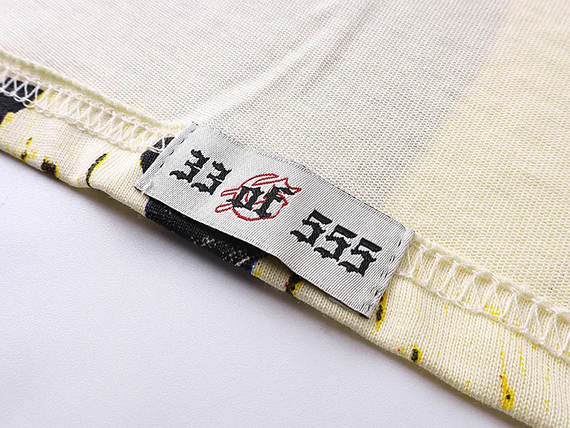 3023# P110 Real shot Godspeed American fashion rock street retro loose printed cotton short sleeves Fabric: 240g 32 count fine cotton double yarn pure cotton Color: apricot Size: S M L XL
