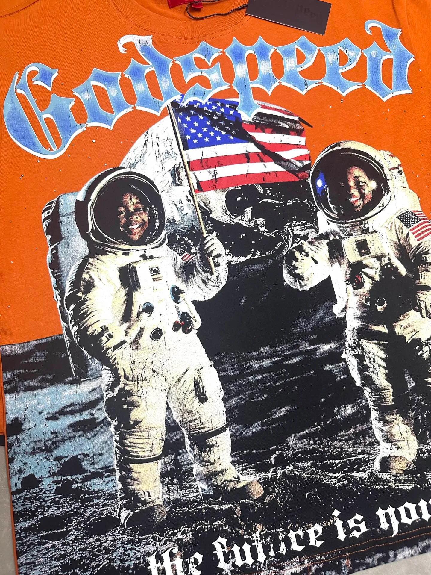 5305# Retro Brick Red I P106 Godspeed cross-border American rock and roll street washed retro style short-sleeved T (craft printing) fabric (fabric): 32 count combed double yarn 240 grams weight code number (size): S-M-L-XL color (colour): retro brick red
