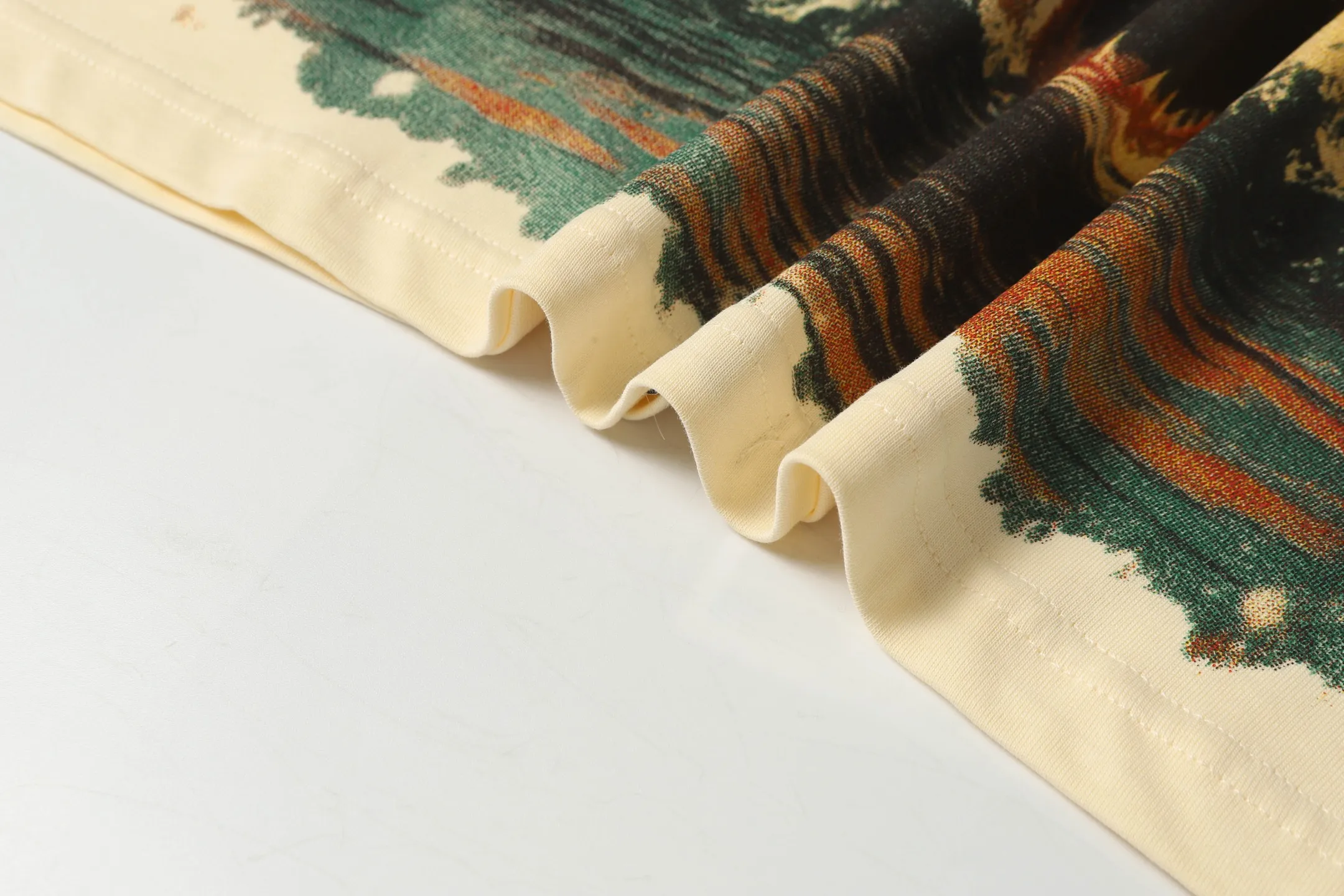 5045#apricot|P104 Godspeed cross-border American rock and roll street washed retro style short-sleeved T (craft printing) fabric (fabric) 32 counts combed double yarn 240 grams weight code number (size): S-M-L-XL color (colour): apricot