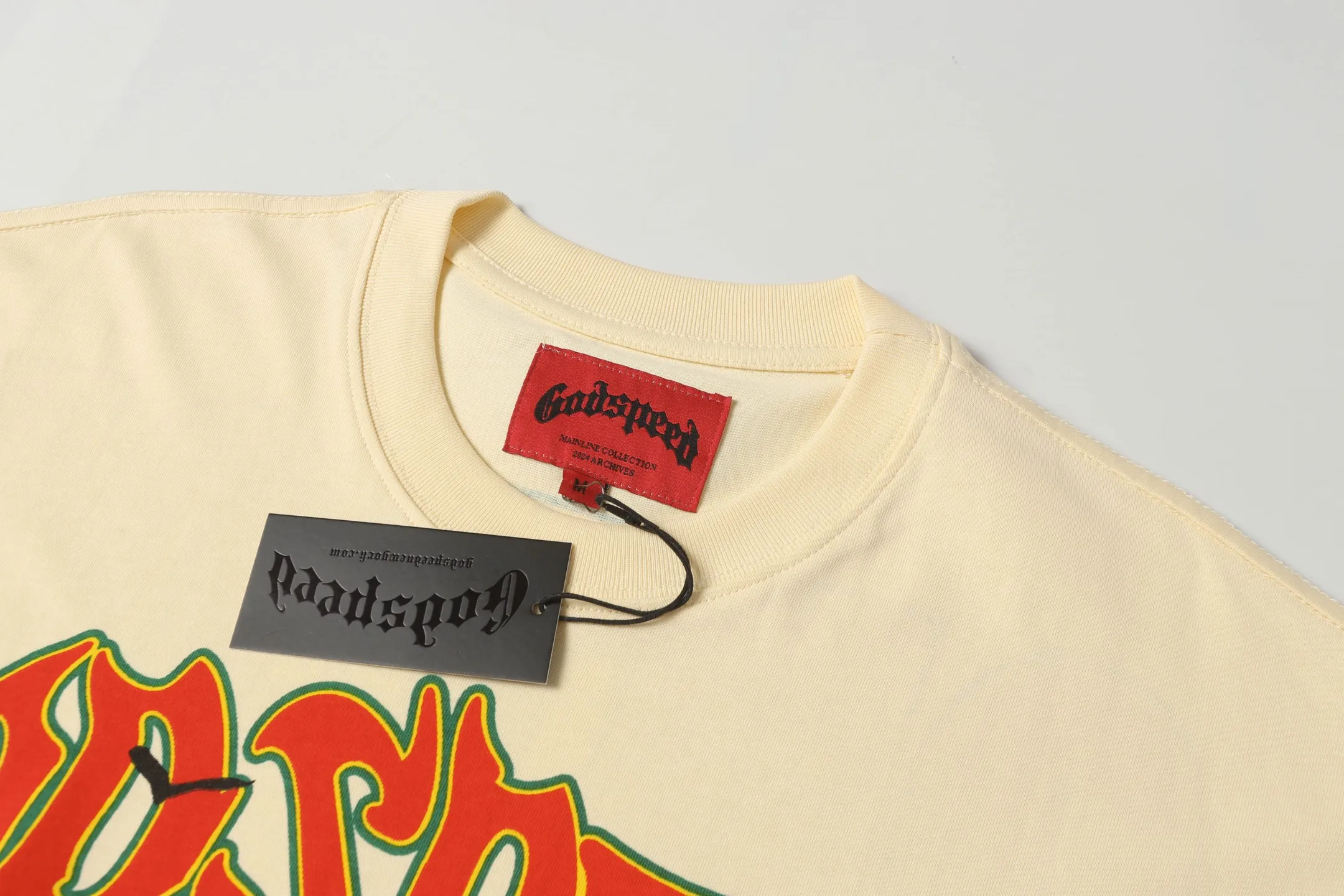 5045#apricot|P104 Godspeed cross-border American rock and roll street washed retro style short-sleeved T (craft printing) fabric (fabric) 32 counts combed double yarn 240 grams weight code number (size): S-M-L-XL color (colour): apricot