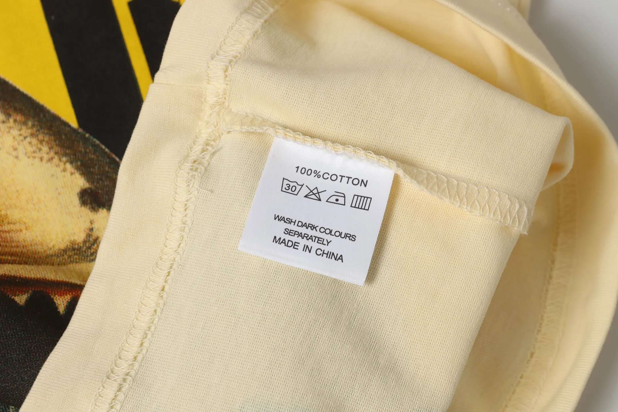 5045#apricot|P104 Godspeed cross-border American rock and roll street washed retro style short-sleeved T (craft printing) fabric (fabric) 32 counts combed double yarn 240 grams weight code number (size): S-M-L-XL color (colour): apricot