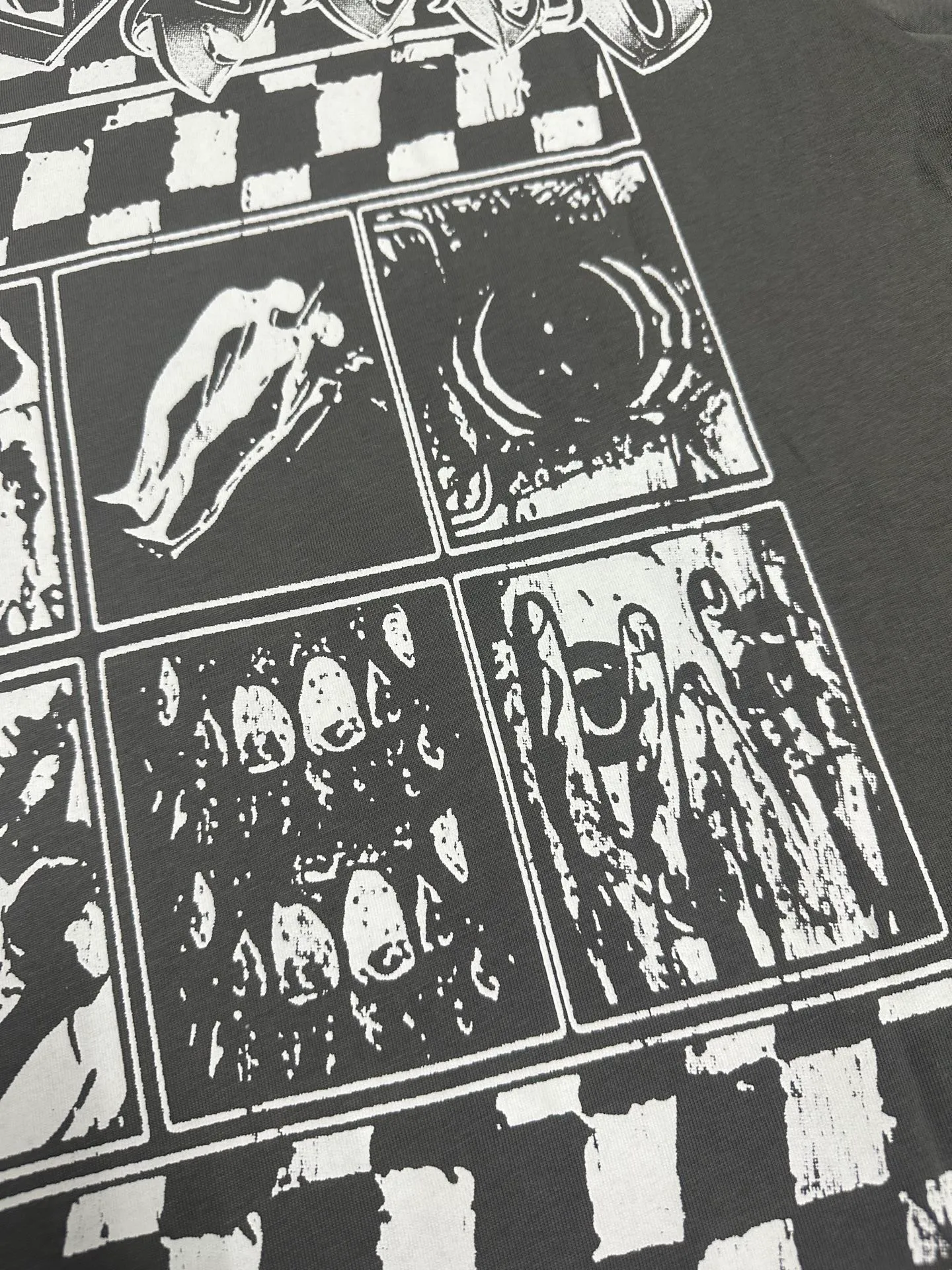 5118# smoke gray | P106 Godspeed cross-border American rock and roll street washed retro style short-sleeved T (craft printing) fabric (fabric): 32-count combed double yarn 240 grams weight code number (size): S-M-L-XL color (colour): smoke gray
