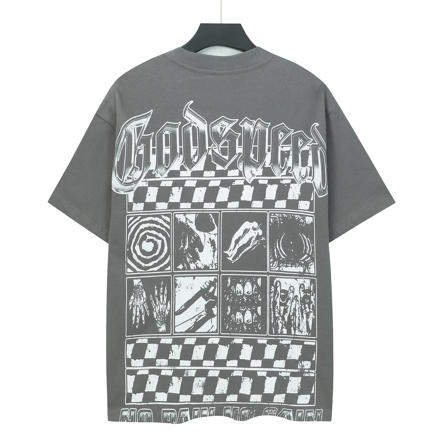 5118# smoke gray | P106 Godspeed cross-border American rock and roll street washed retro style short-sleeved T (craft printing) fabric (fabric): 32-count combed double yarn 240 grams weight code number (size): S-M-L-XL color (colour): smoke gray