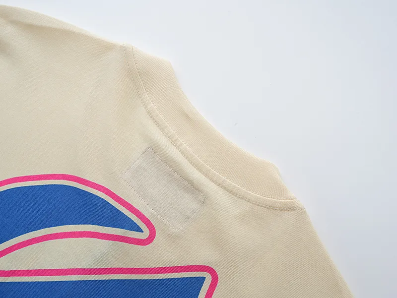 3070# P110 Real shot Godspeed American fashion rock street retro loose printed cotton short sleeves Fabric: 240g 32 count fine cotton double yarn pure cotton Color: apricot Size: S M L XL