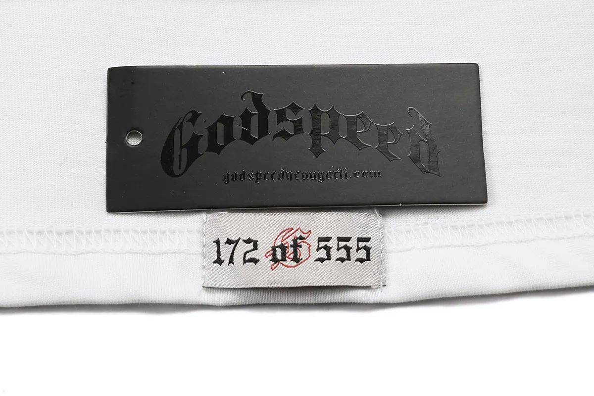 Godspeed skull sailboat white ink direct spray short-sleeved P110 printing has no glue feel and is very breathable S-XL loose fit