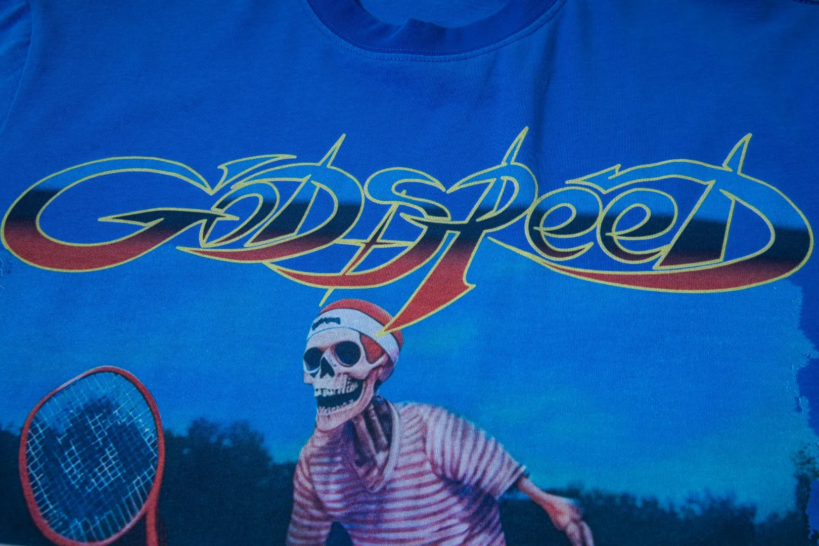 G25# GodSpeed ​​white ink direct spray washable short sleeves S-XL size blue P126