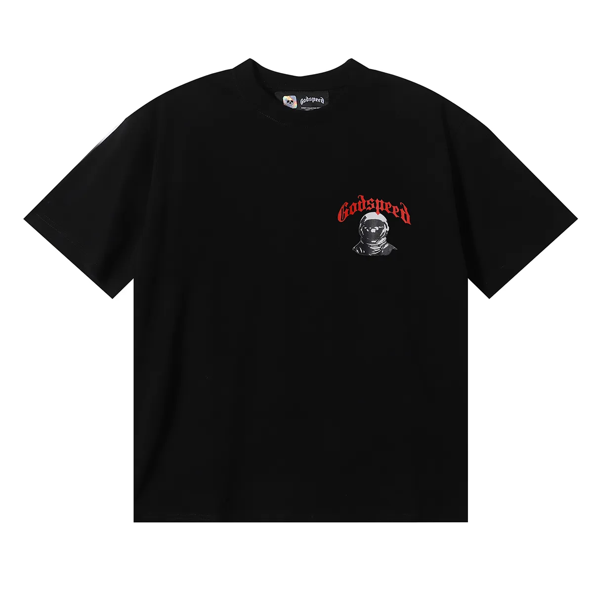 No. 7068, Mechao Godspeed astronaut moon landing print high weight double yarn pure cotton casual short-sleeved T-shirt batch 110 Color: black, white; Size: S M L XL