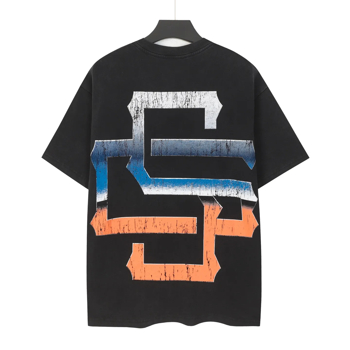 6106#washed black | P116 Godspeed cross-border American rock and roll street washed retro style short-sleeved T (craft printing) fabric (fabric): 32 count combed double yarn 250g weight code number (size): S-M-L-XL color (colour): washed black