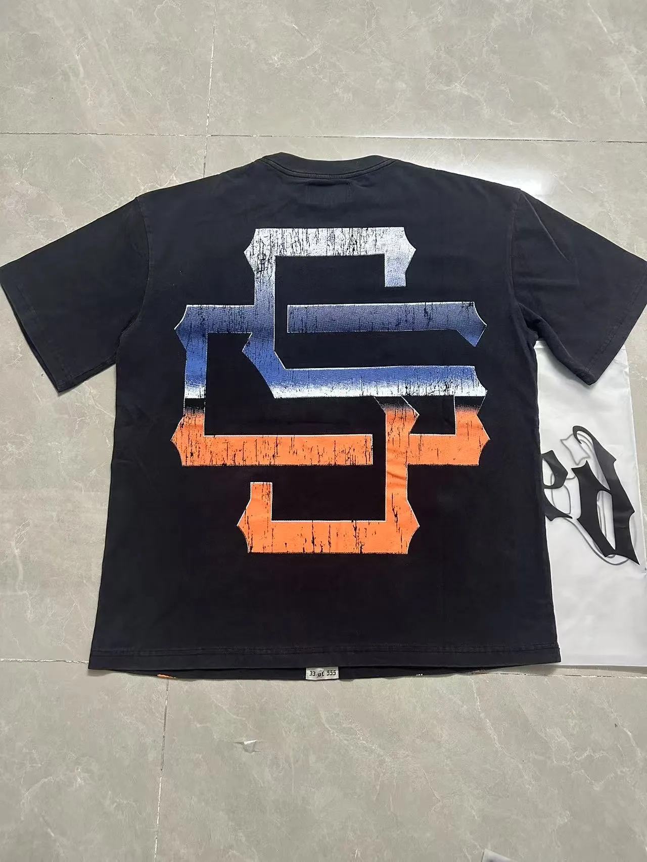6106#washed black | P116 Godspeed cross-border American rock and roll street washed retro style short-sleeved T (craft printing) fabric (fabric): 32 count combed double yarn 250g weight code number (size): S-M-L-XL color (colour): washed black