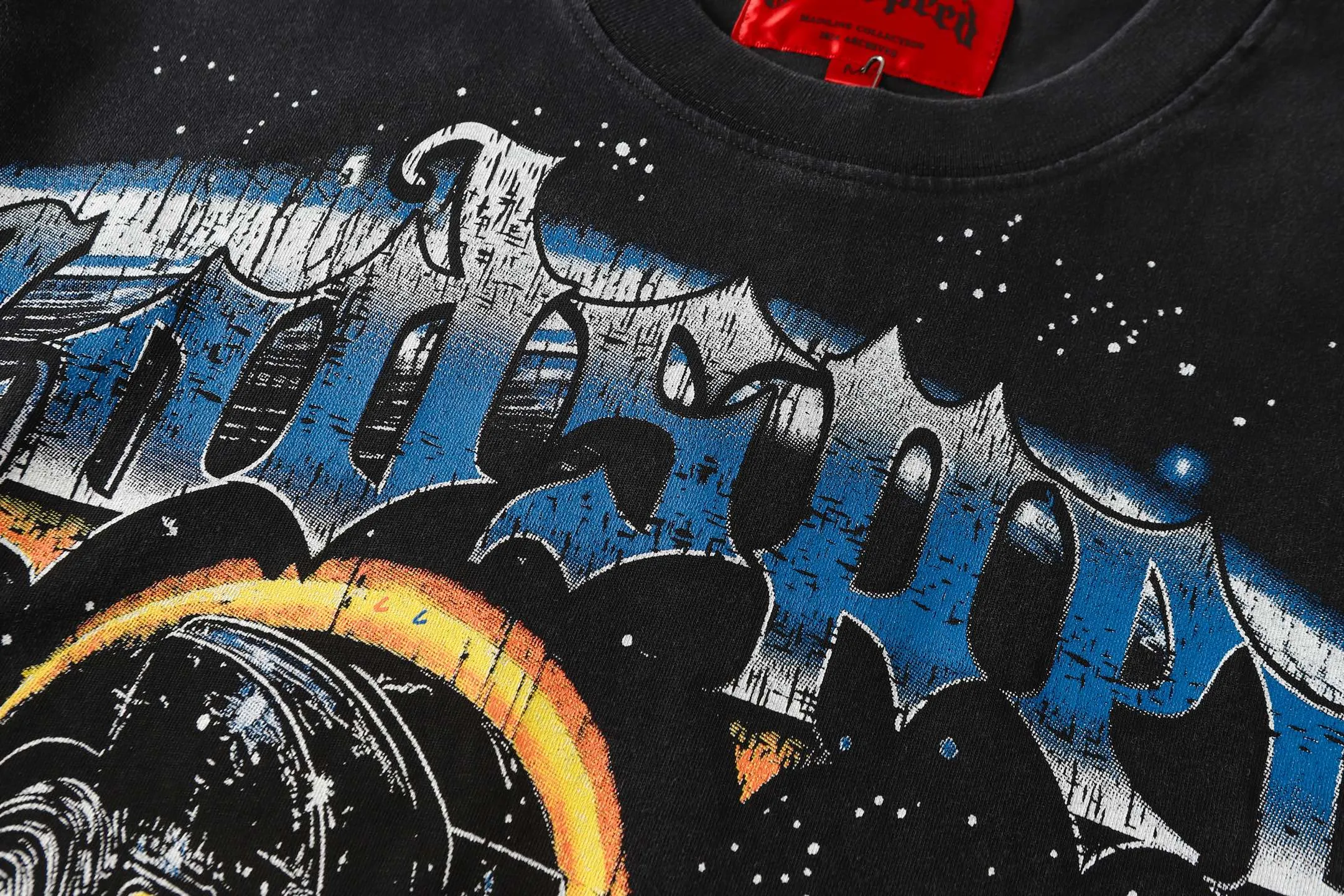 6106#washed black | P116 Godspeed cross-border American rock and roll street washed retro style short-sleeved T (craft printing) fabric (fabric): 32 count combed double yarn 250g weight code number (size): S-M-L-XL color (colour): washed black