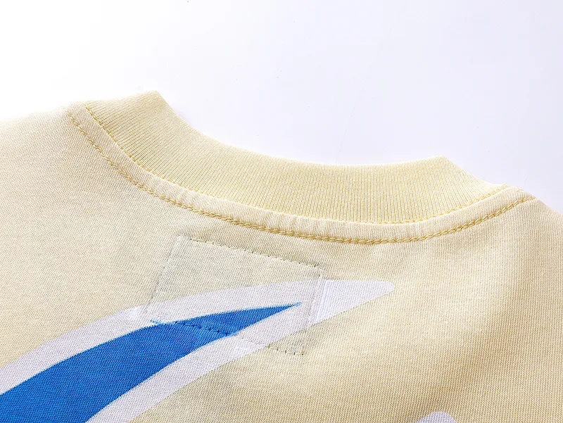 3123# P106 Real shot Godspeed American fashion rock street retro loose printed cotton short sleeves Fabric: 240g 32 count fine cotton double yarn pure cotton Color: apricot Size: S M L XL