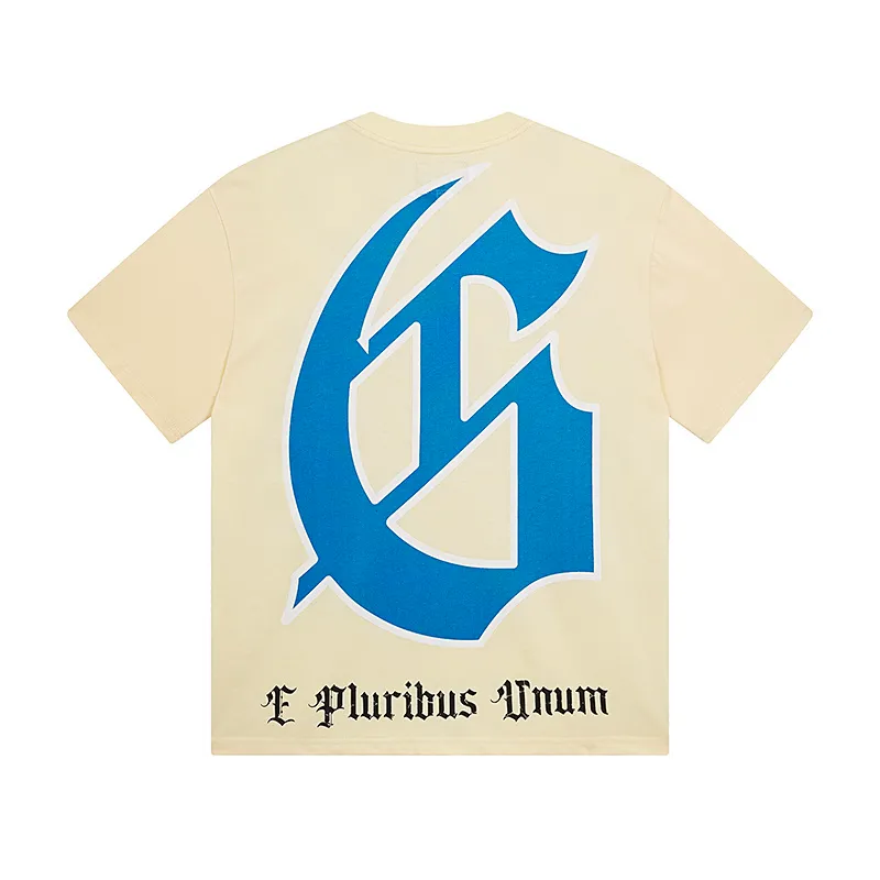 3123# P106 Real shot Godspeed American fashion rock street retro loose printed cotton short sleeves Fabric: 240g 32 count fine cotton double yarn pure cotton Color: apricot Size: S M L XL