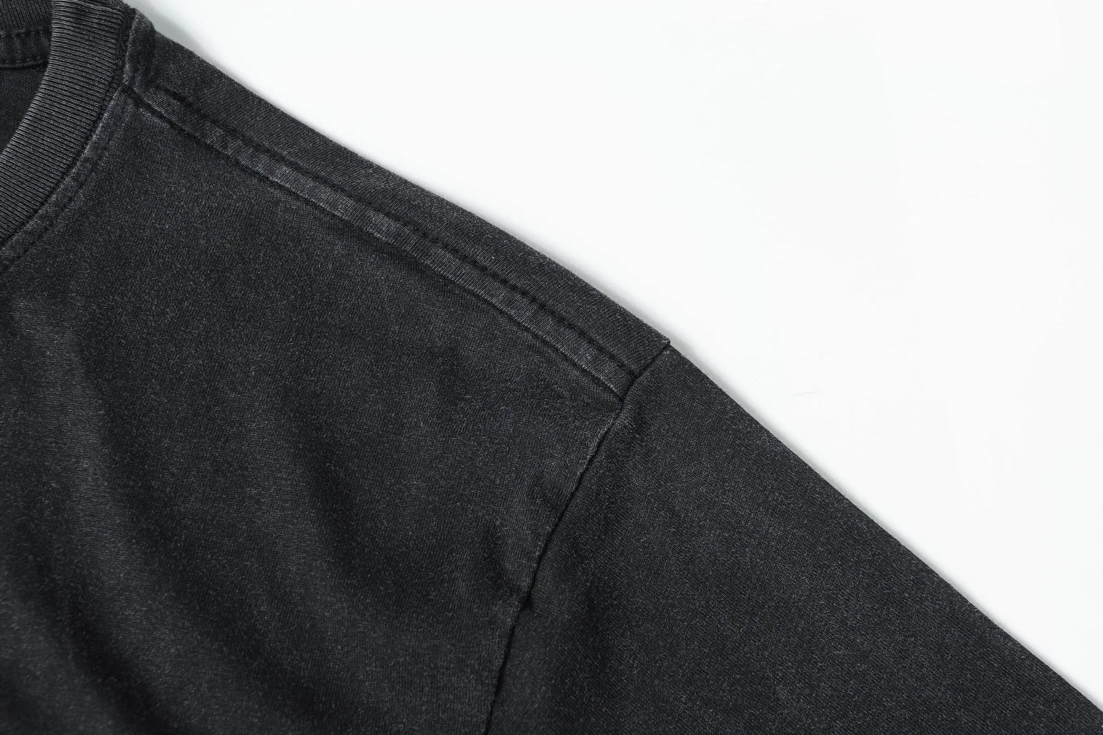 6072#washed black｜P116 Godspeed cross-border American rock and roll street washed retro style short-sleeved T (craft printing) fabric (fabric): 32 count combed double yarn 250g weight size (size): S-M-L-XL color (colour): washed black