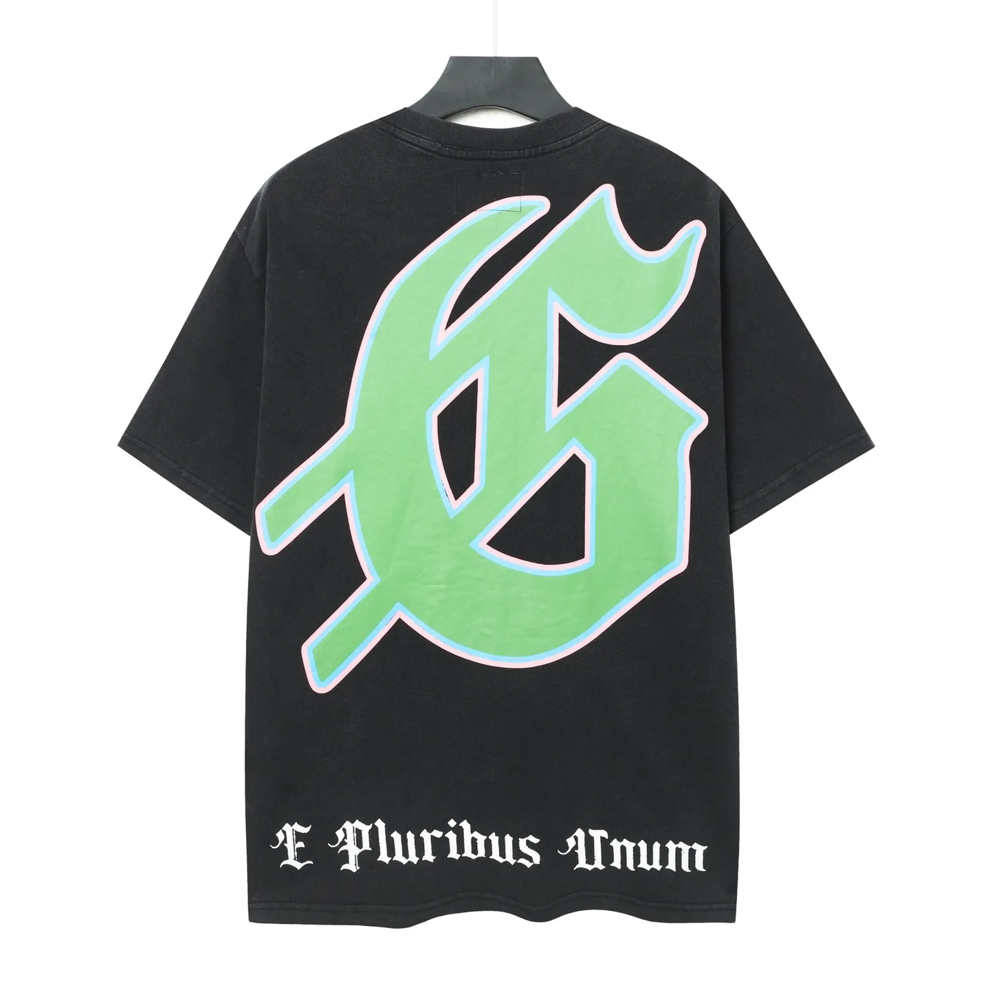 6072#washed black｜P116 Godspeed cross-border American rock and roll street washed retro style short-sleeved T (craft printing) fabric (fabric): 32 count combed double yarn 250g weight size (size): S-M-L-XL color (colour): washed black