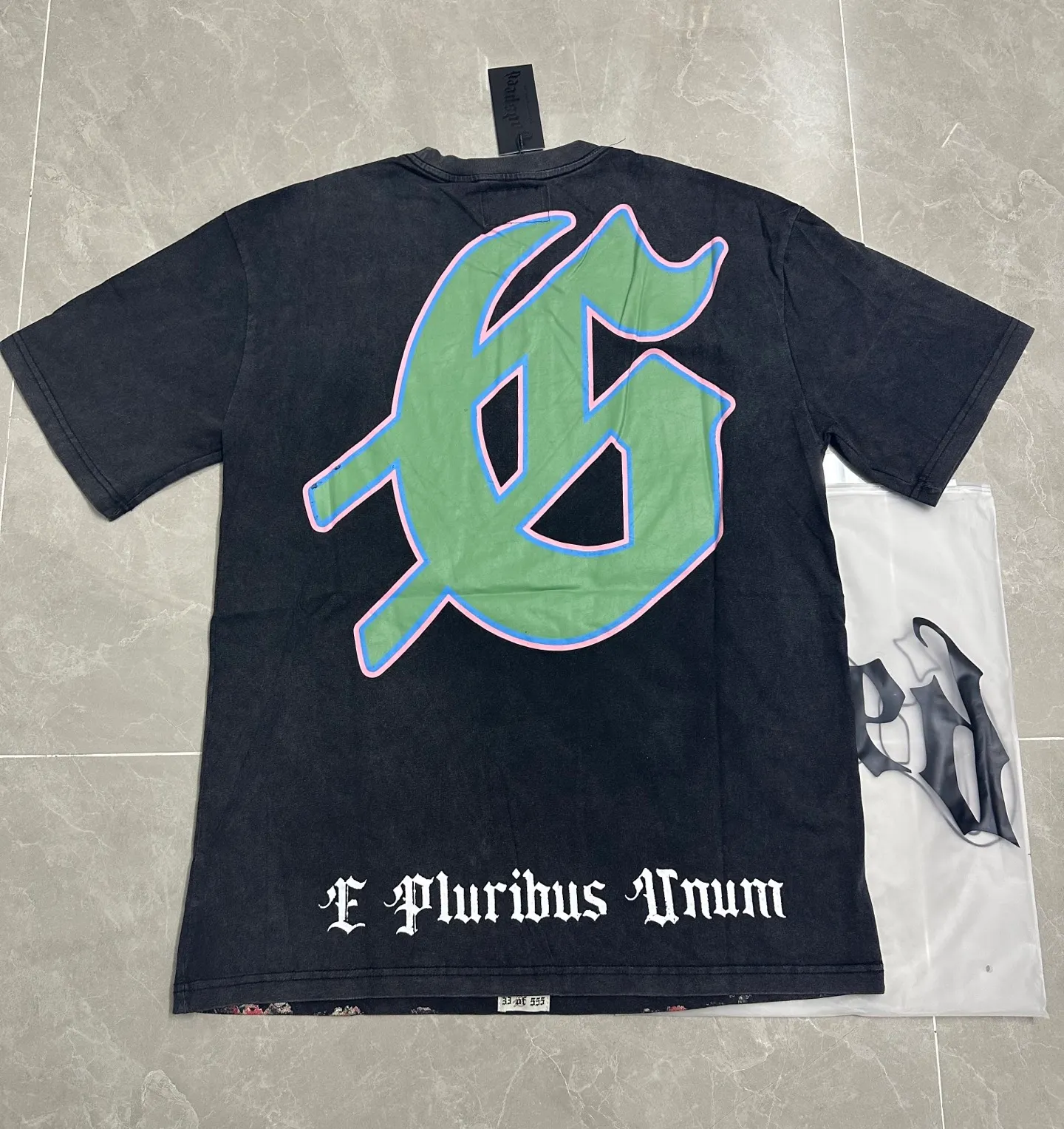 6072#washed black｜P116 Godspeed cross-border American rock and roll street washed retro style short-sleeved T (craft printing) fabric (fabric): 32 count combed double yarn 250g weight size (size): S-M-L-XL color (colour): washed black