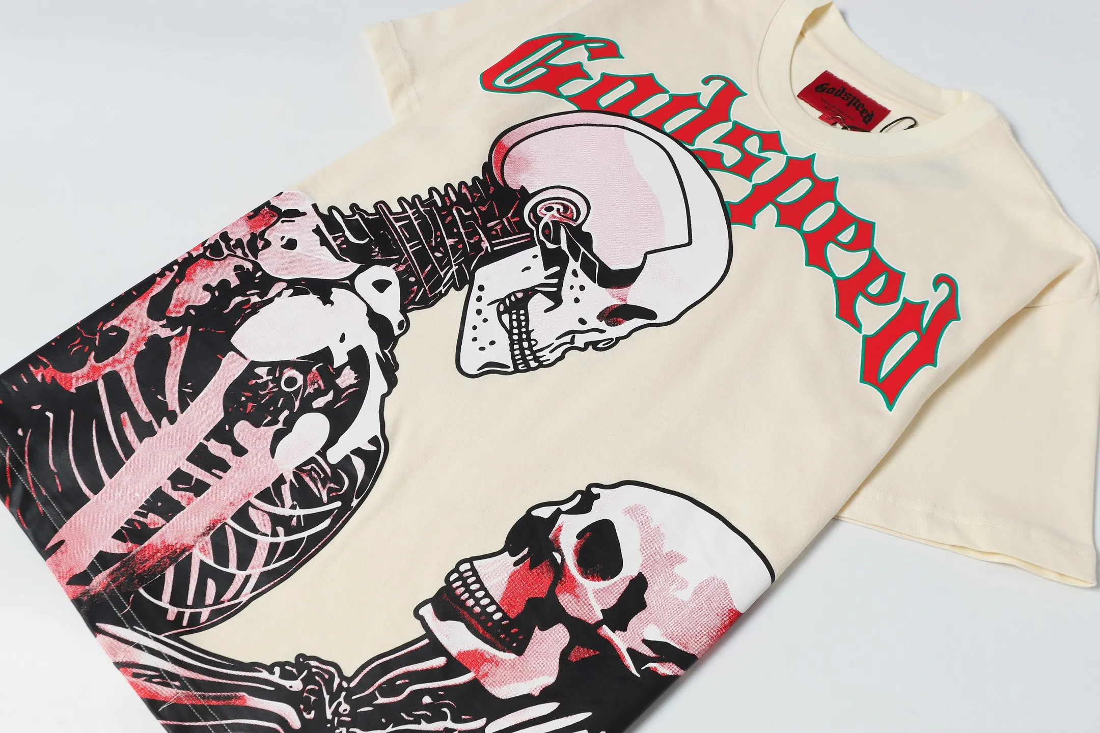 5078#apricot | P104 Godspeed cross-border American rock and roll street washed retro style short-sleeved T (craft printing) fabric (fabric): 32-count combed double yarn 240 grams weight code number (size): S-M-L-XL color (colour): apricot