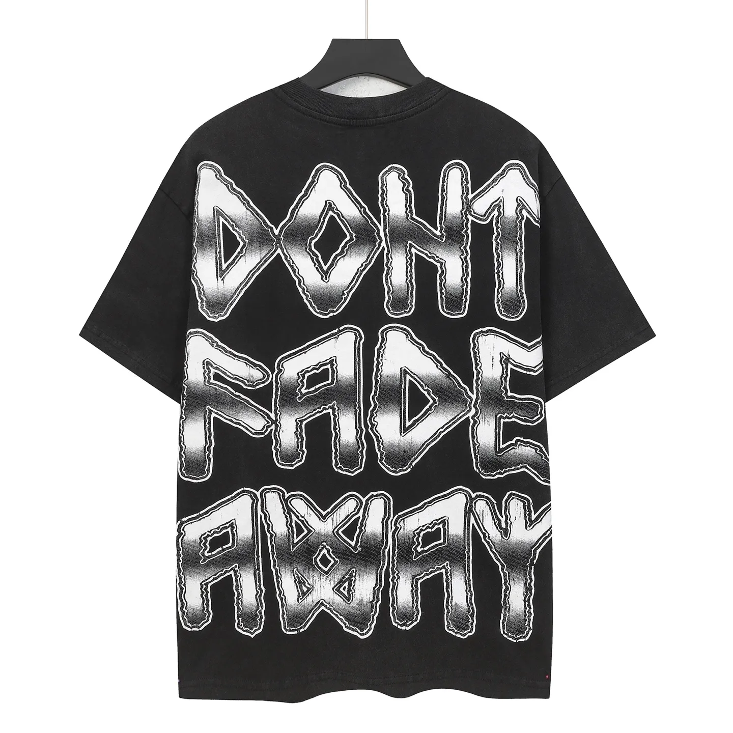 6116#washed black｜P116 Godspeed cross-border American rock and roll street washed retro style short-sleeved T (craft printing) fabric (fabric): 32 count combed double yarn 250g weight code number (size): S-M-L-XL color (colour): washed black