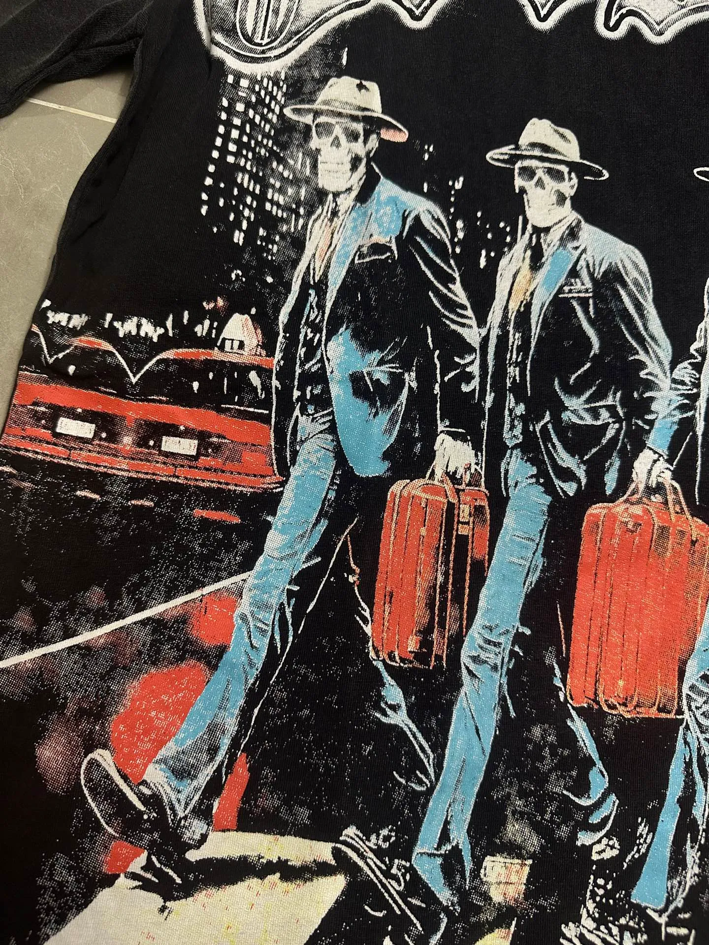 6116#washed black｜P116 Godspeed cross-border American rock and roll street washed retro style short-sleeved T (craft printing) fabric (fabric): 32 count combed double yarn 250g weight code number (size): S-M-L-XL color (colour): washed black