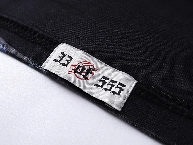 1006# P126 Washed Black Real Shot Godspeed American Fashion Rock Street Retro Washed Distressed Printed Pure Cotton Short Sleeves Fabric: 250g 32 Count Fine Cotton Double Yarn Pure Cotton Color: Washed Black Size: S M L XL
