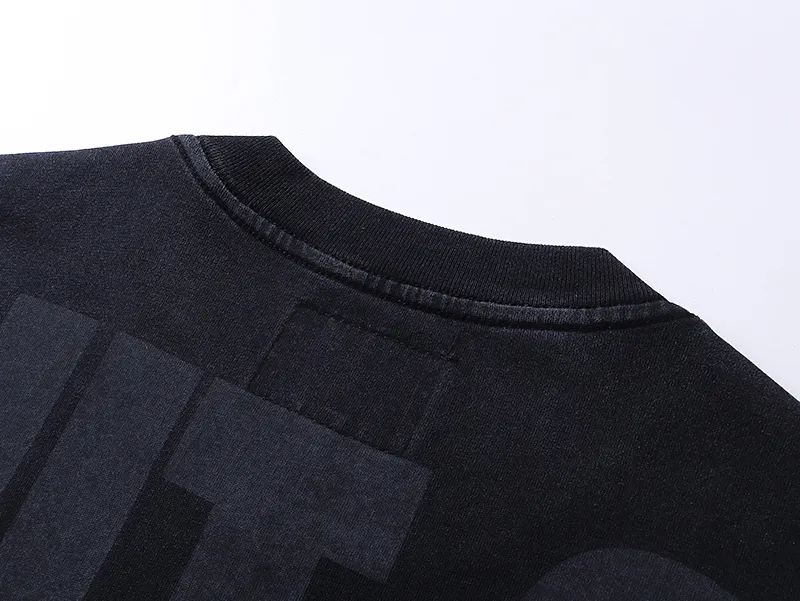 1006# P126 Washed Black Real Shot Godspeed American Fashion Rock Street Retro Washed Distressed Printed Pure Cotton Short Sleeves Fabric: 250g 32 Count Fine Cotton Double Yarn Pure Cotton Color: Washed Black Size: S M L XL