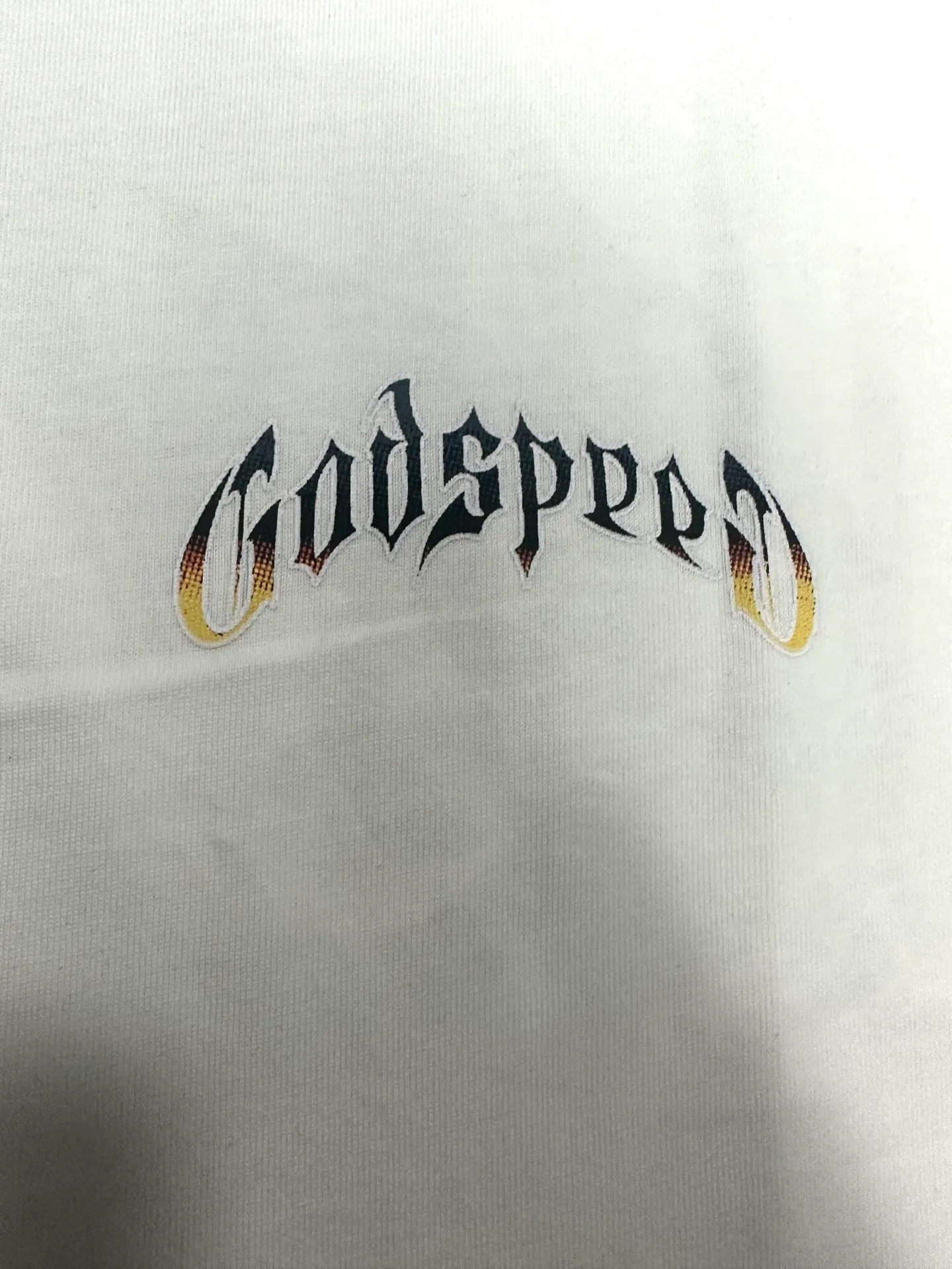 Godspeed cross-border American rock and roll street washed retro style short-sleeved T (craft printing) fabric (fabric) 32-count combed double yarn 240 grams weight code number (size): S-M-L-XL color (colour): white
