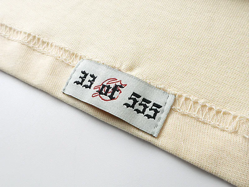 3020# P110 Real shot Godspeed American fashion rock street retro loose printed cotton short sleeves Fabric: 240g 32 count fine cotton double yarn pure cotton Color: off-white apricot Size: S M L XL