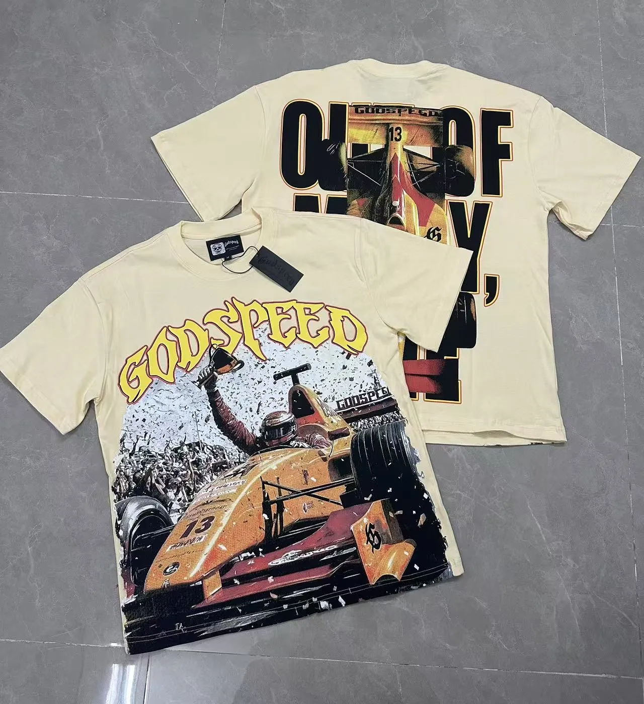 5113#apricot I P8456 Godspeed cross-border American rock and roll street washed retro style short-sleeved T (craft printing) fabric (fabric) 32 counts combed double yarn 240 grams weight code number (size): S-M-L-XL color (colour): apricot