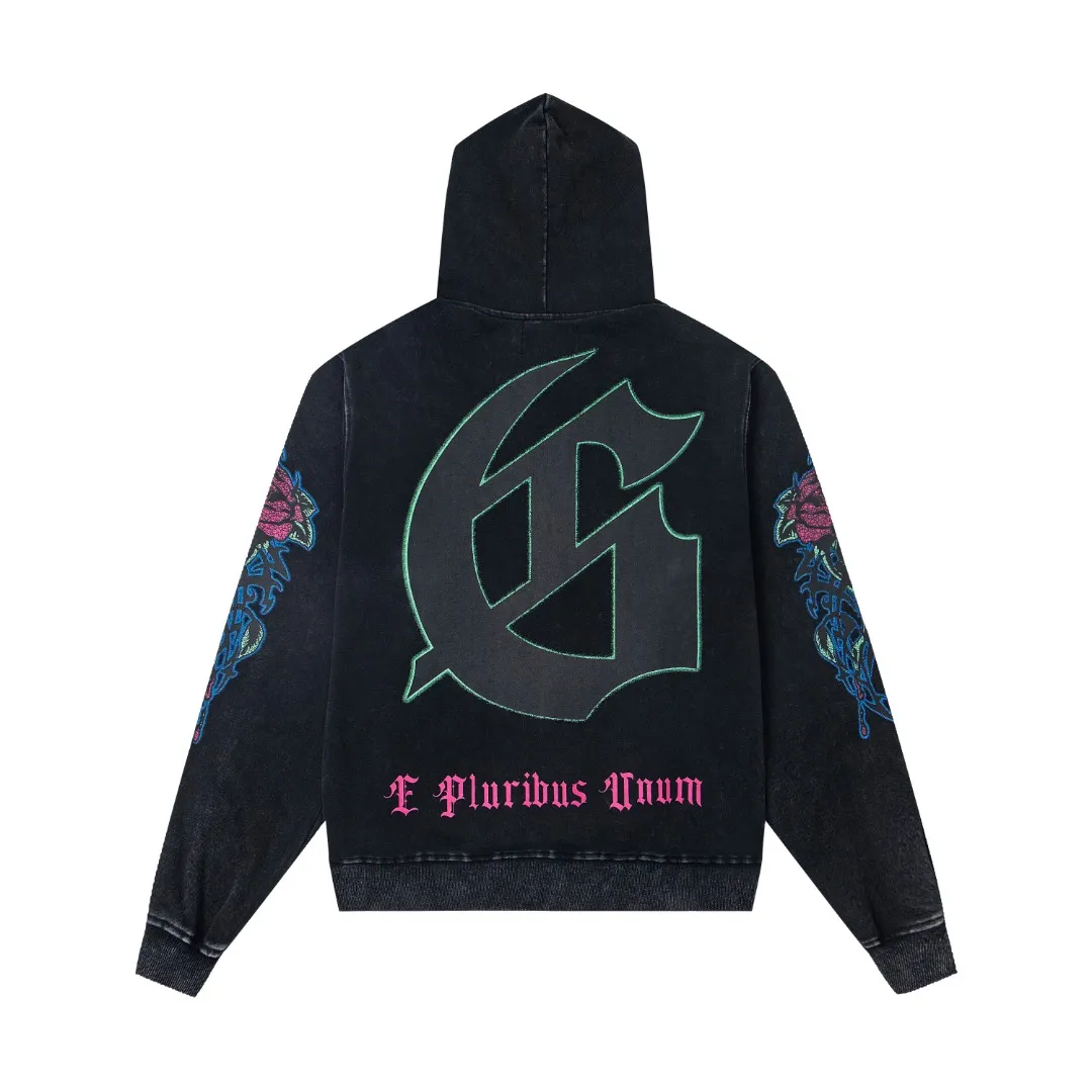 G49# GodSpeed ​​high-definition printed sweatshirt, size S-XL, washed black P216, apricot P206