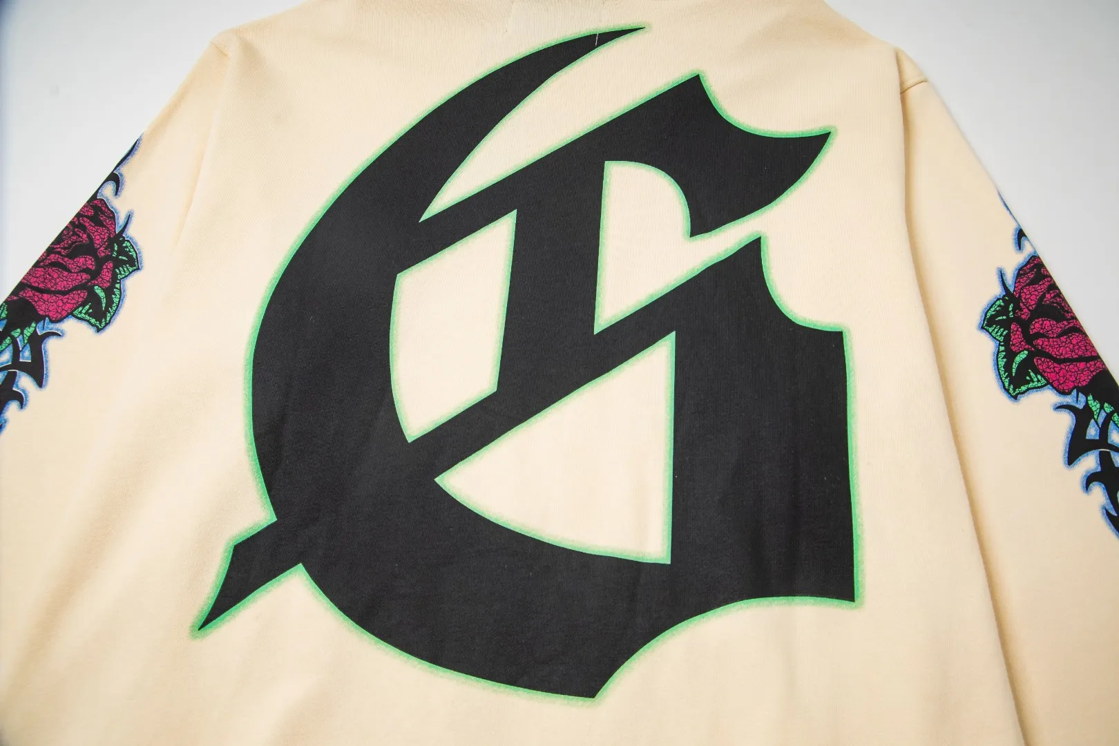 G49# GodSpeed ​​high-definition printed sweatshirt, size S-XL, washed black P216, apricot P206