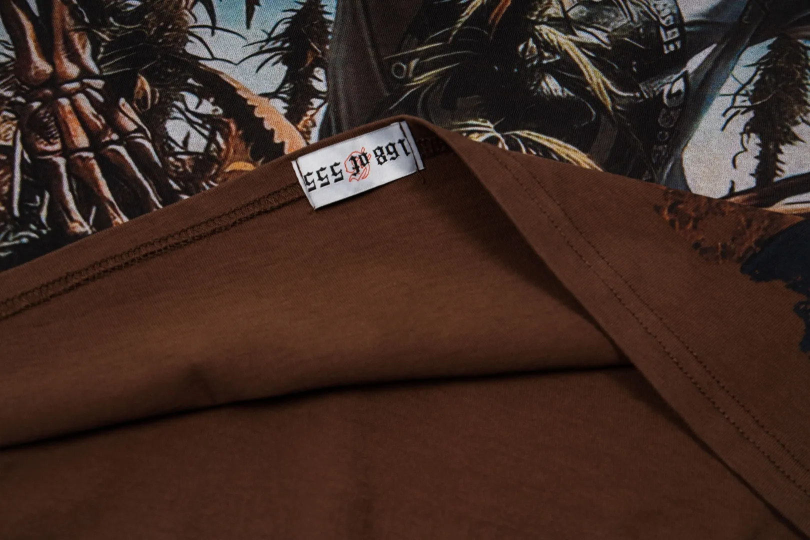 G66# GodSpeed ​​white ink direct spray washed short-sleeved S-XL size brown (washed) P126