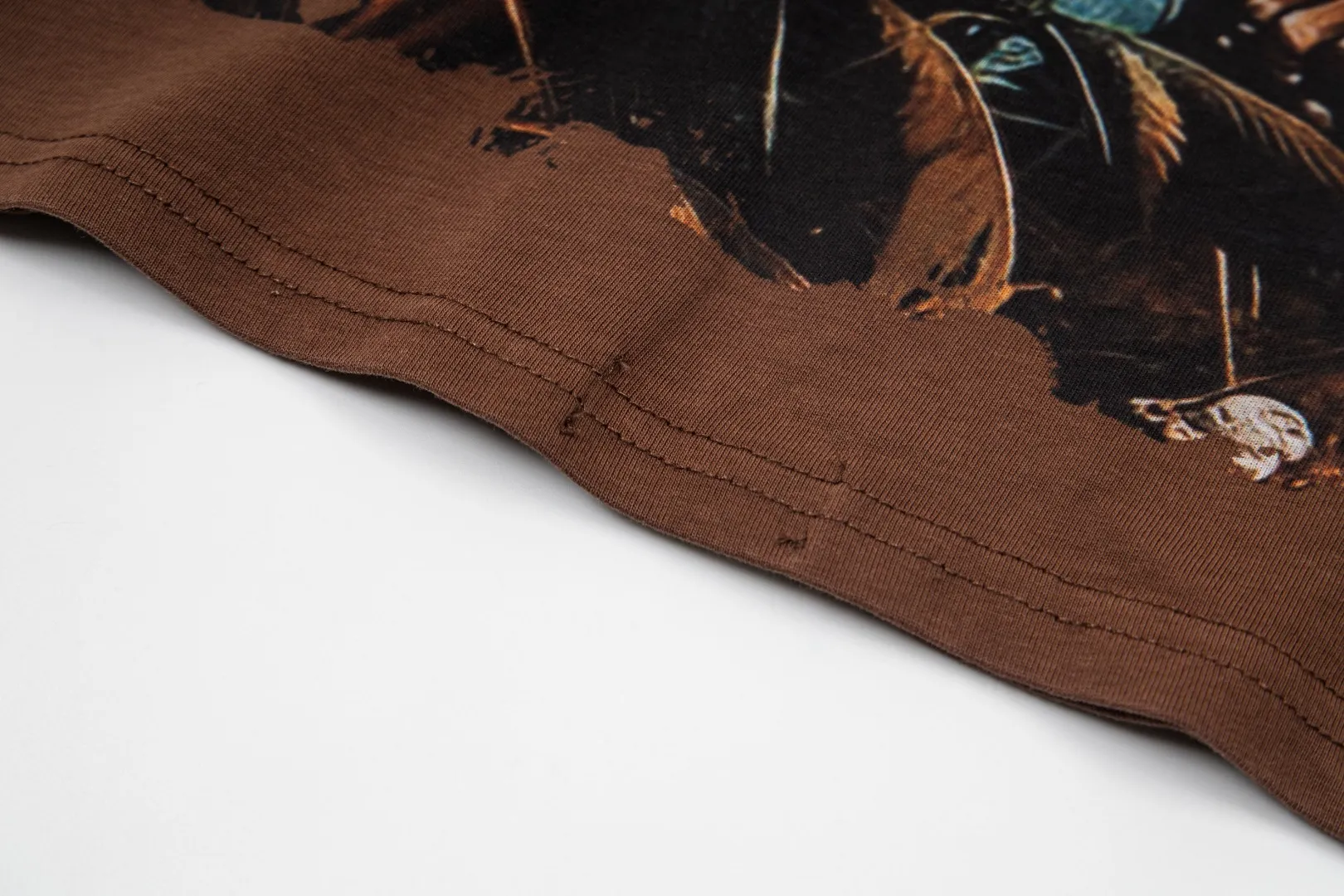 G66# GodSpeed ​​white ink direct spray washed short-sleeved S-XL size brown (washed) P126