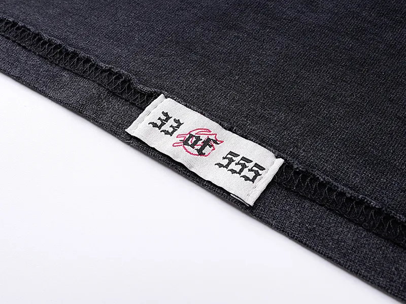 1072# P126 Washed Black Real Shot Godspeed American Fashion Rock Street Retro Washed Distressed Printed Cotton Short Sleeves Fabric: 250g 32 Count Fine Cotton Double Yarn Pure Cotton Color: Washed Black Size: S M L XL