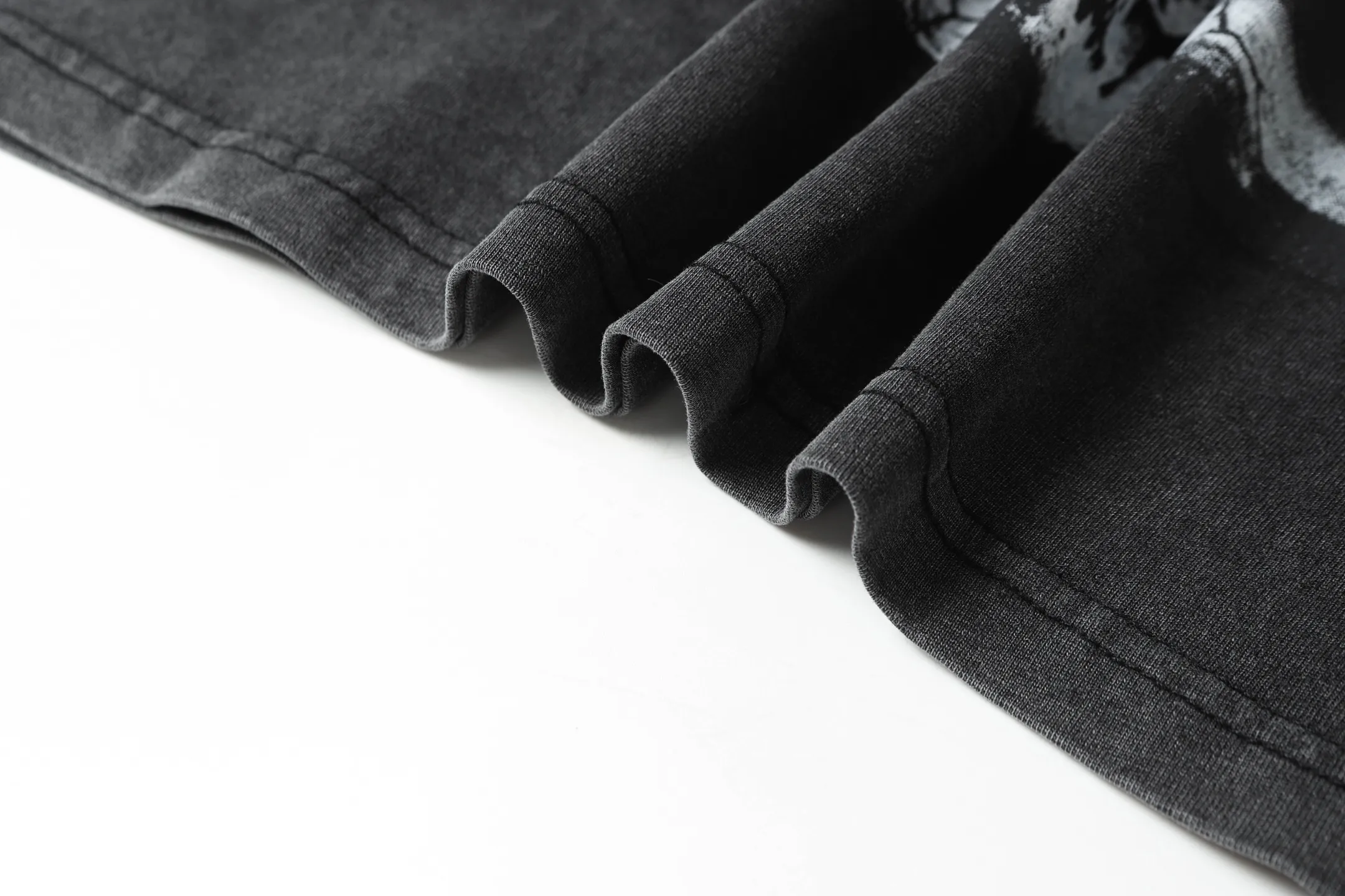 6048#washed black｜P116 Godspeed cross-border American rock and roll street washed retro style short-sleeved T (craft printing) fabric (fabric): 32 count combed double yarn 250g weight code number (size): S-M-L-XL color (colour): washed black