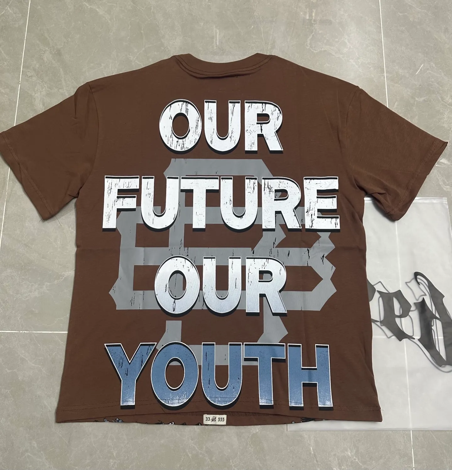 5302#Brown I P106 Godspeed cross-border American rock and roll street washed retro style short-sleeved T (craft printing) fabric (fabric): 32-count combed double yarn 240 grams weight code number (size): S-M-L-XL color (colour): brown