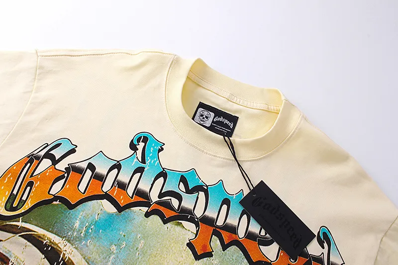 3153# P150 Real shot Godspeed American fashion rock street pure cotton loose fake two-piece long-sleeved T-shirt long T Fabric: 270g 32-count fine cotton double yarn pure cotton Color: Apricot Code number: S M L XL