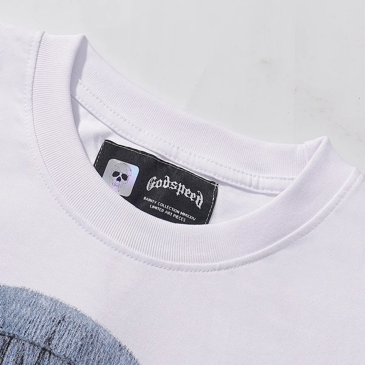 No. 7036, Mechao Godspeed masked man print high weight double yarn pure cotton casual short-sleeved T-shirt batch 110 Color: black, white; Size: S M L XL