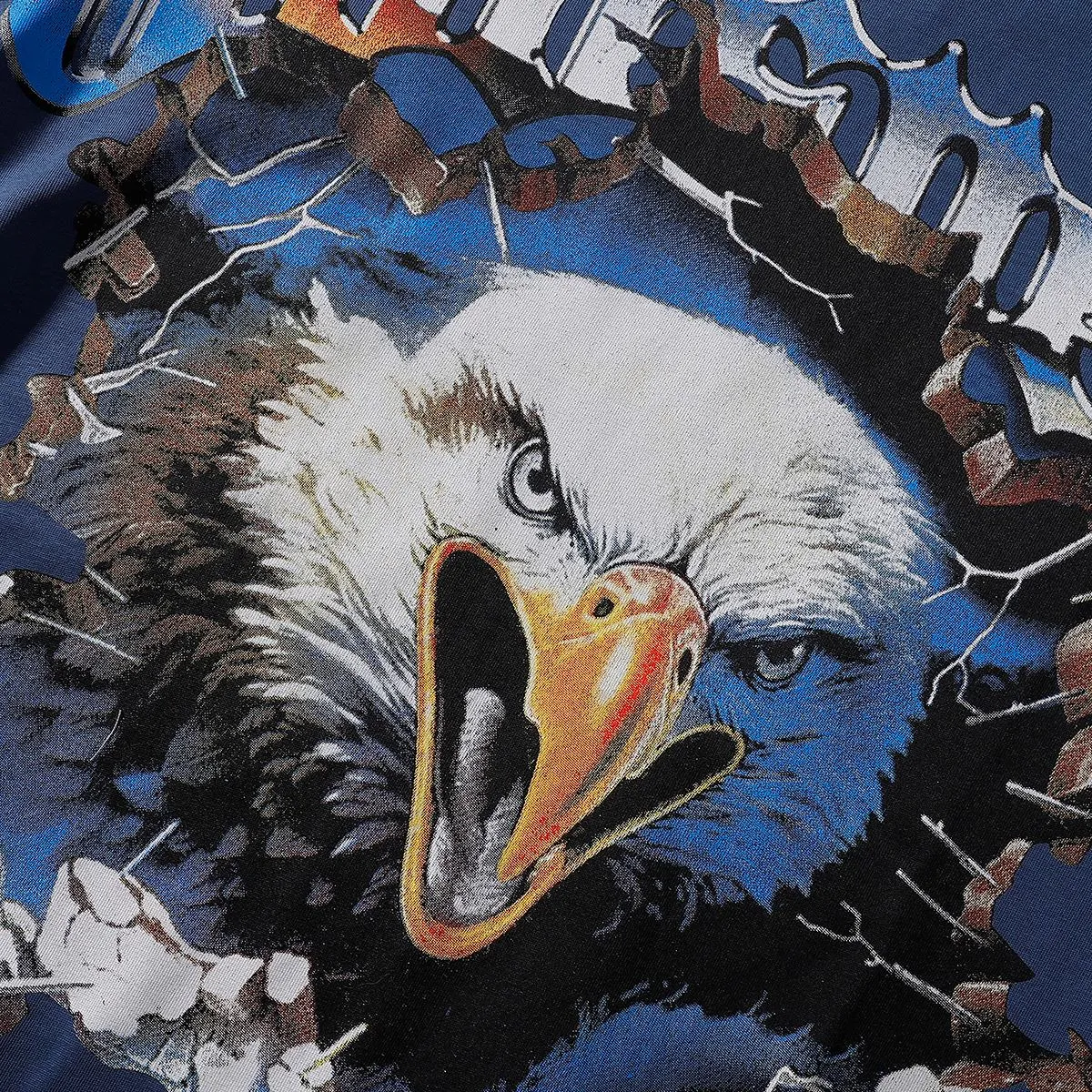 No. 7061, foreign trade beauty trend Godspeed eagle printed high quality double yarn pure cotton casual short-sleeved T-shirt batch 110 Color: black, white, blue; Size: S M L XL
