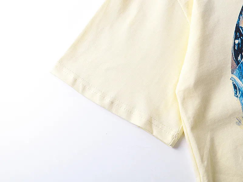 3171# P106 Real shot Godspeed American fashion rock street retro loose printed cotton short sleeves Fabric: 240g 32 count fine cotton double yarn pure cotton Color: apricot Size: S M L XL