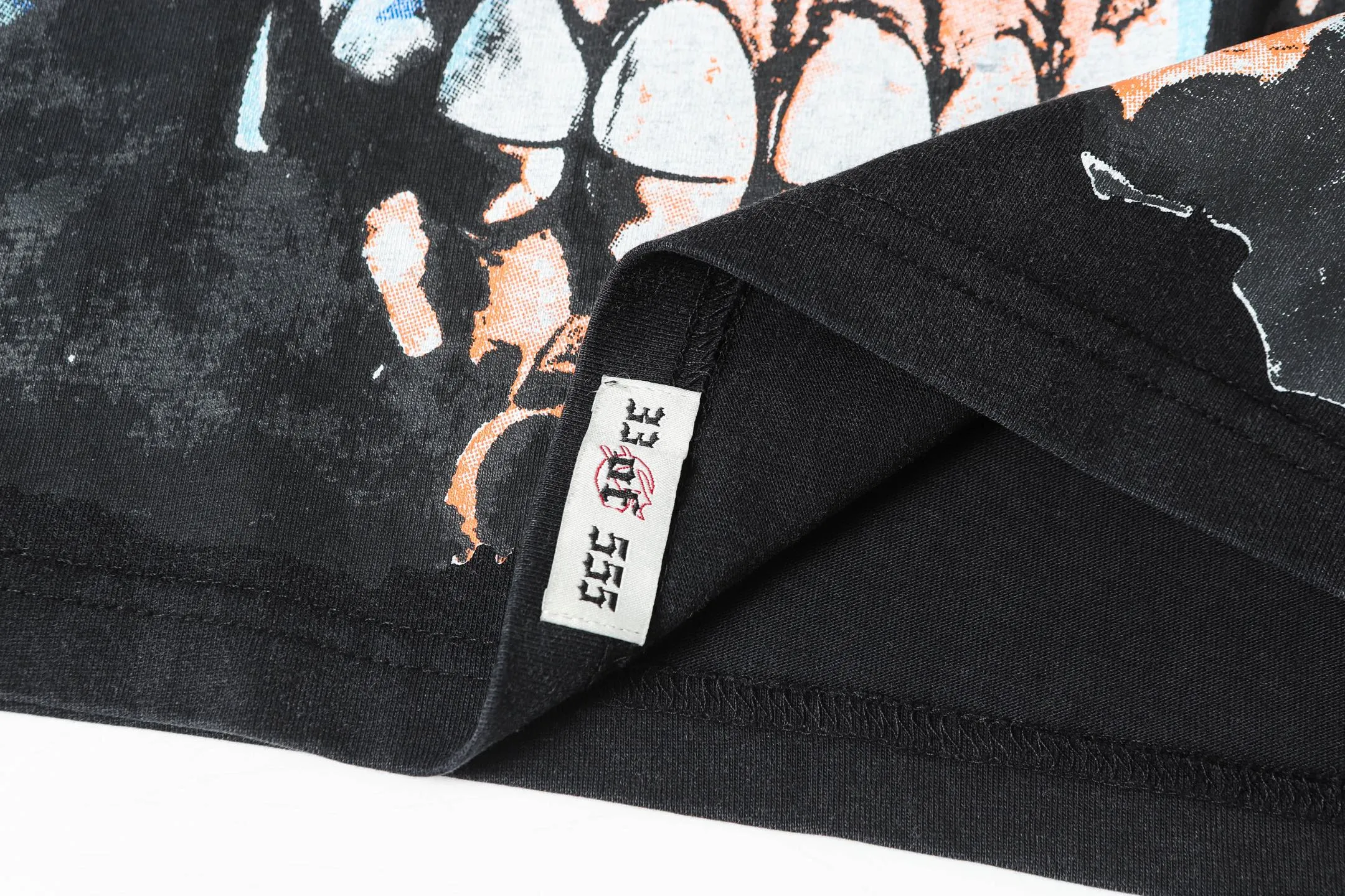 6061#washed black｜P116 Godspeed cross-border American rock and roll street washed retro style short-sleeved T (craft printing) fabric (fabric): 32 count combed double yarn 250g weight code number (size): S-M-L-XL color (colour): washed black