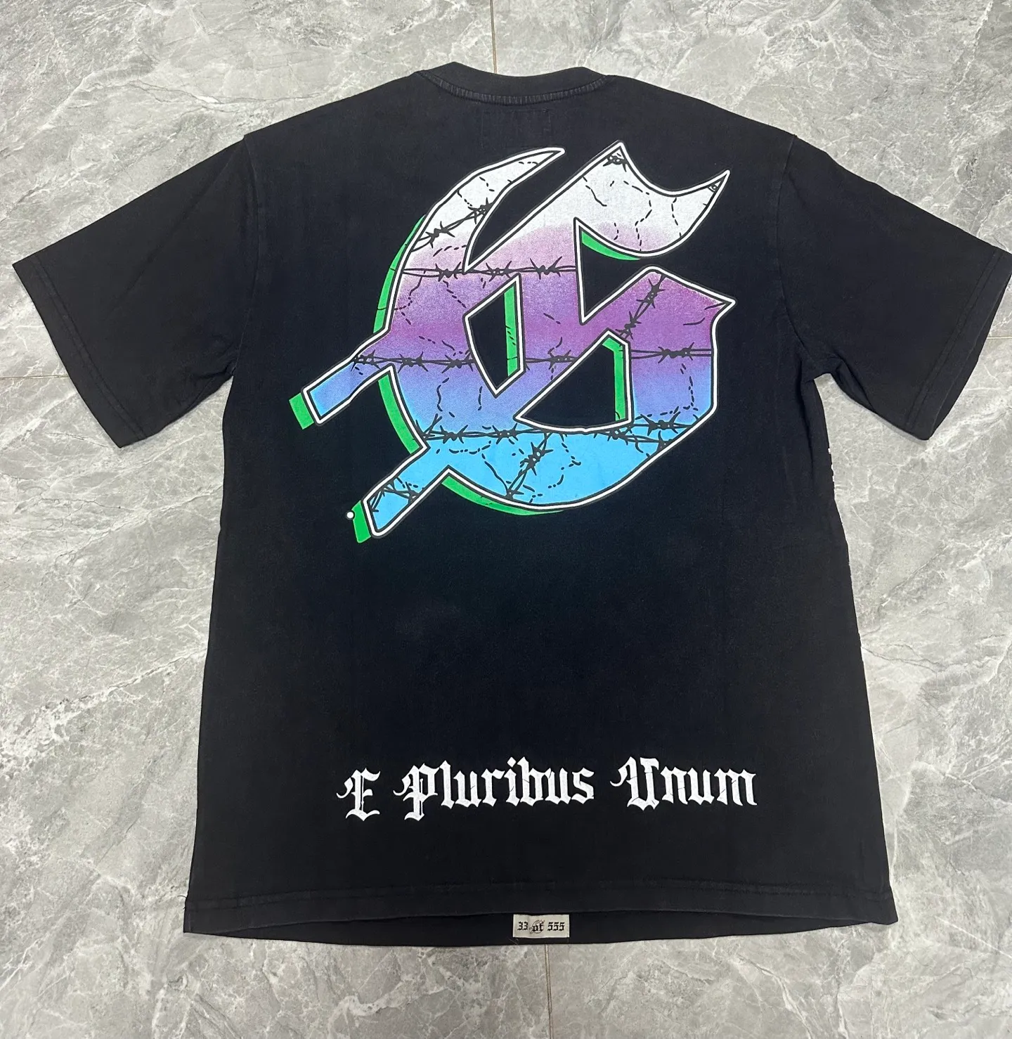 6061#washed black｜P116 Godspeed cross-border American rock and roll street washed retro style short-sleeved T (craft printing) fabric (fabric): 32 count combed double yarn 250g weight code number (size): S-M-L-XL color (colour): washed black
