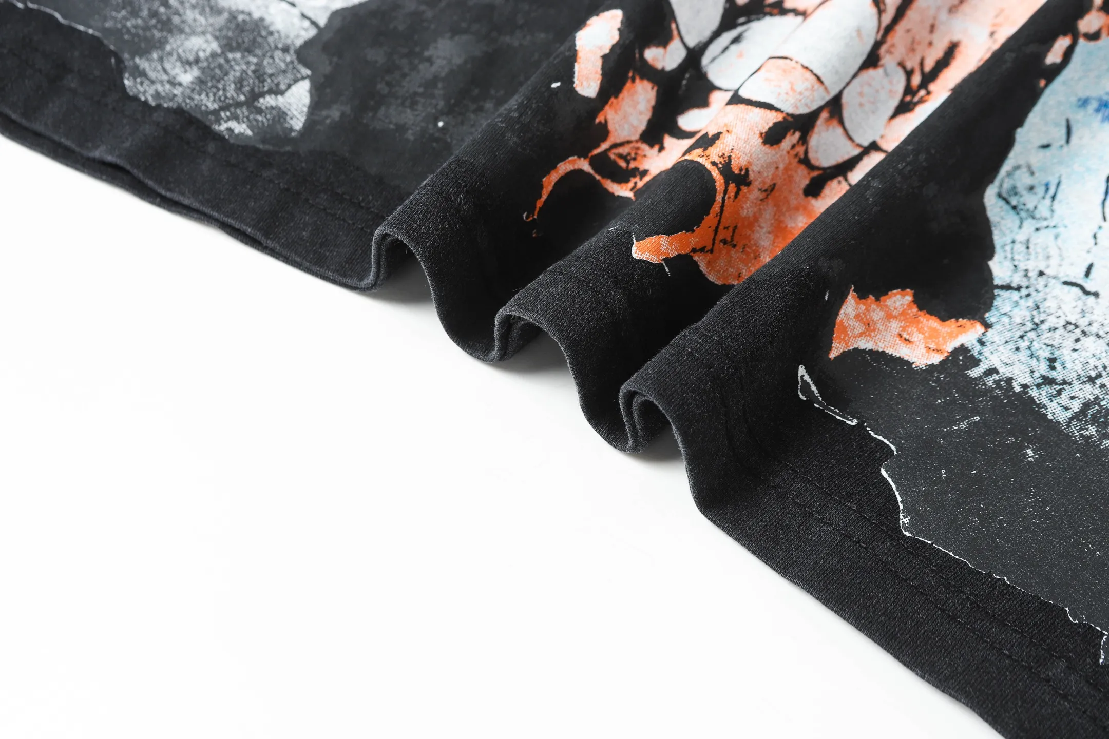 6061#washed black｜P116 Godspeed cross-border American rock and roll street washed retro style short-sleeved T (craft printing) fabric (fabric): 32 count combed double yarn 250g weight code number (size): S-M-L-XL color (colour): washed black