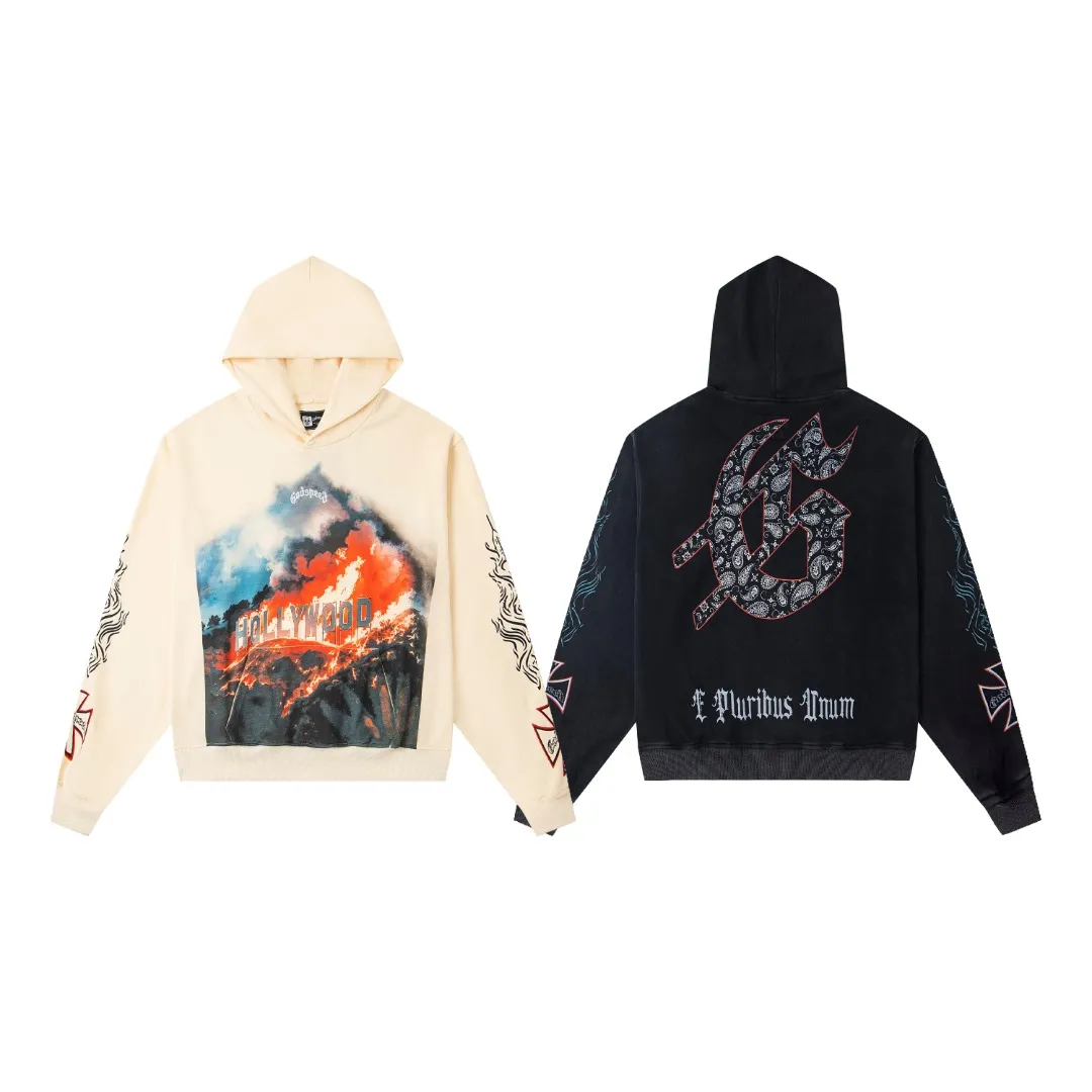 G19# GodSpeed ​​white ink direct spray sweatshirt S-XL washed black P244 apricot P234