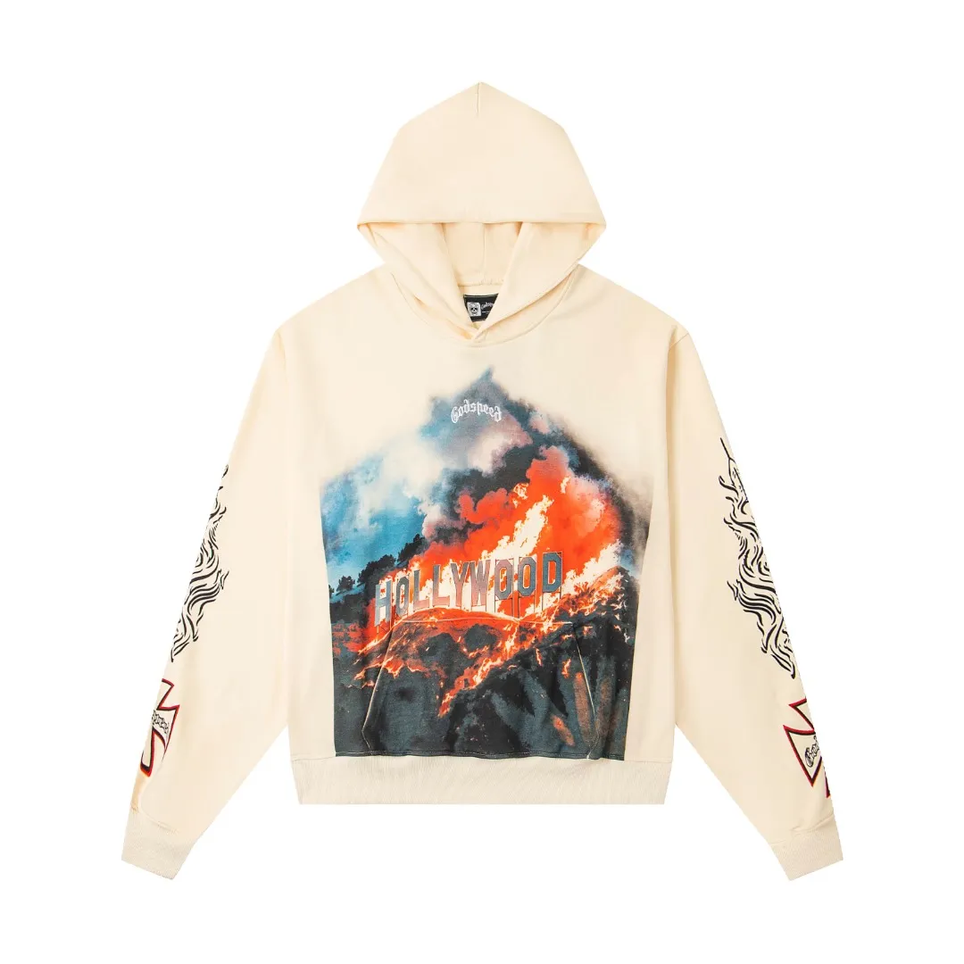 G19# GodSpeed ​​white ink direct spray sweatshirt S-XL washed black P244 apricot P234