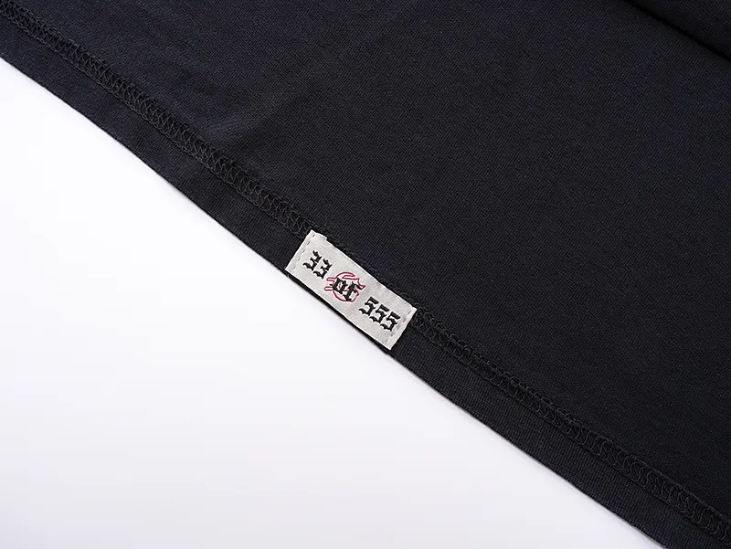 1051# P126 Washed Black Real Shot Godspeed American Fashion Rock Street Retro Washed Distressed Printed Pure Cotton Short Sleeves Fabric: 250g 32 Count Fine Cotton Double Yarn Pure Cotton Color: Washed Black Size: S M L XL