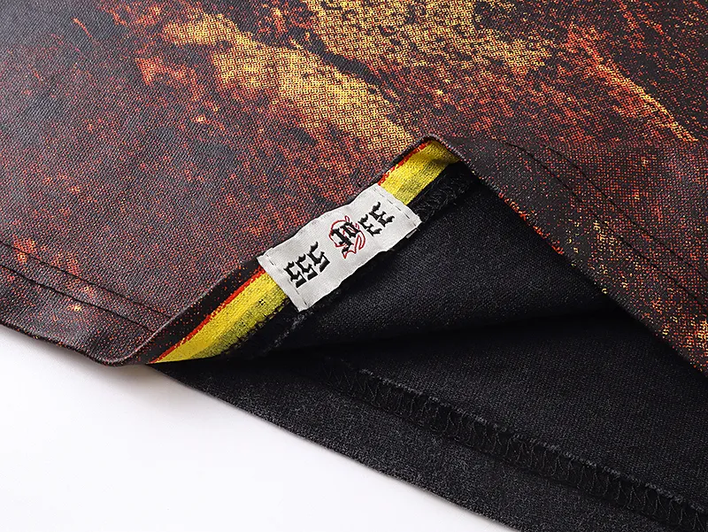 1062# P126 Washed Black Real Shot Godspeed American Fashion Rock Street Retro Washed Distressed Printed Pure Cotton Short Sleeves Fabric: 250g 32 Count Fine Cotton Double Yarn Pure Cotton Color: Washed Black Size: S M L XL
