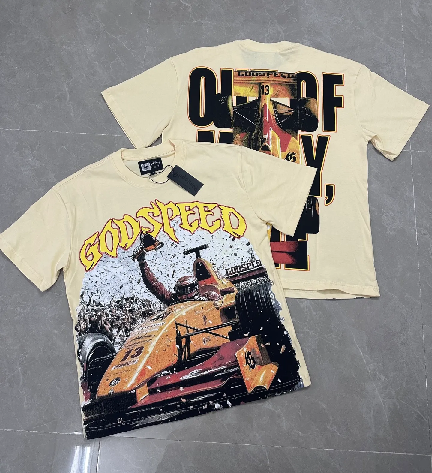 5133#apricot I P106 Godspeed cross-border American rock and roll street wash retro style short-sleeved T (craft printing) fabric (fabric) 32 counts combed double yarn 240 grams weight code number (size): S-M-L-XL color (colour): apricot