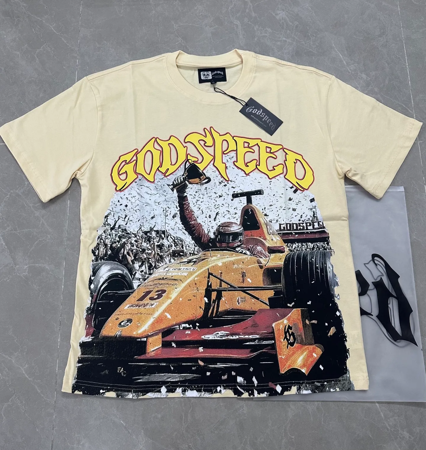 5133#apricot I P106 Godspeed cross-border American rock and roll street wash retro style short-sleeved T (craft printing) fabric (fabric) 32 counts combed double yarn 240 grams weight code number (size): S-M-L-XL color (colour): apricot