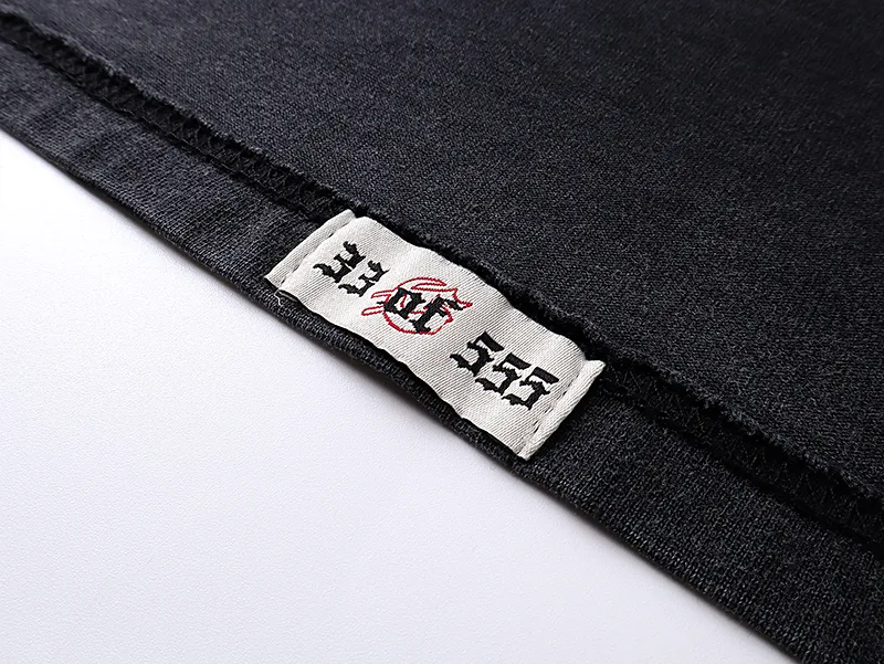 1098# P160 Washed Black Real Shot Godspeed American Fashion Rock Street Retro Washed Distressed Printed Pure Cotton Short Sleeves Fabric: 270g 32 Count Fine Cotton Double Yarn Pure Cotton Color: Washed Black Size: S M L XL